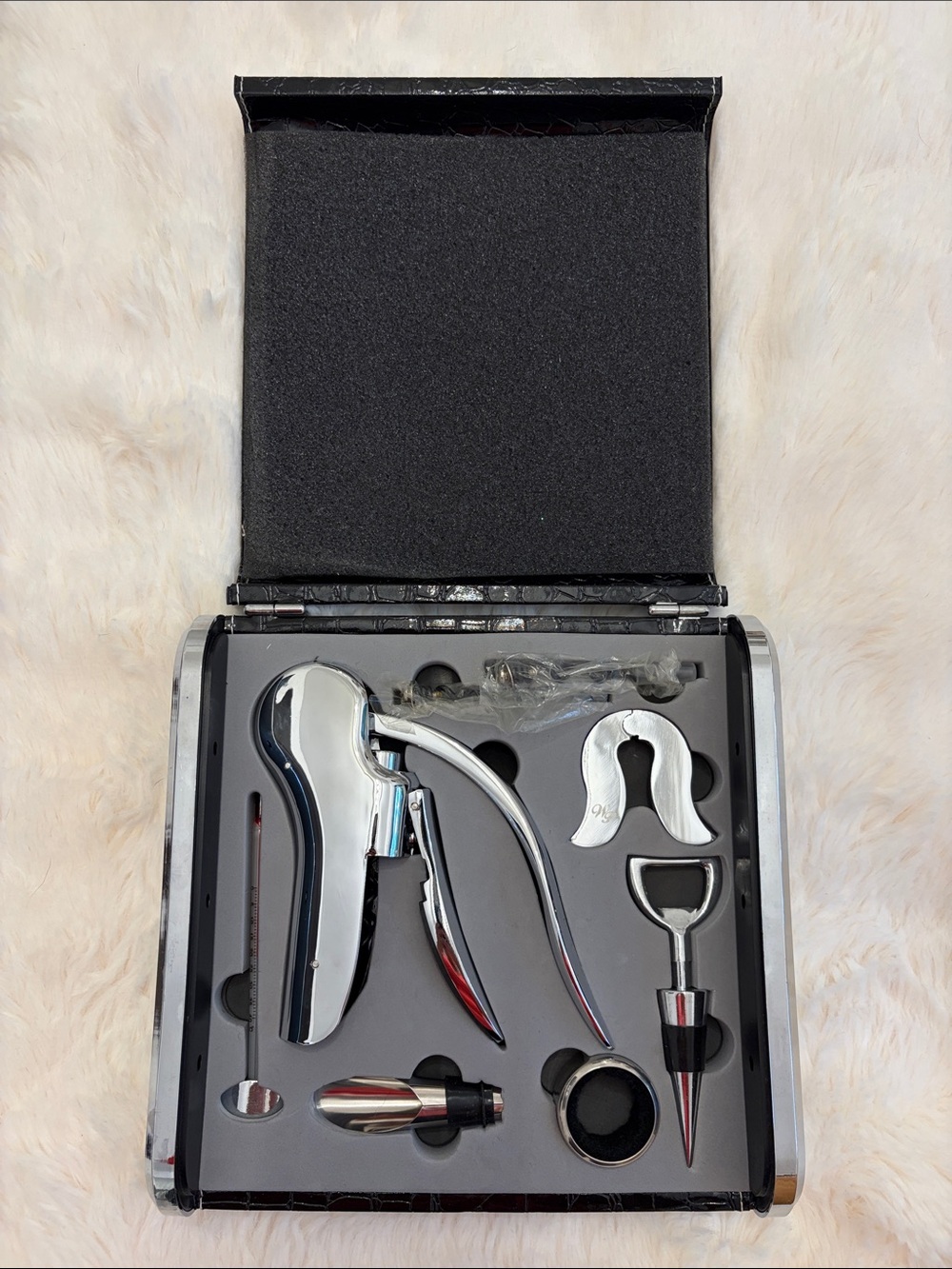 Chrome Wine Tool Set - 6 Piece Corkscrew Gift Set